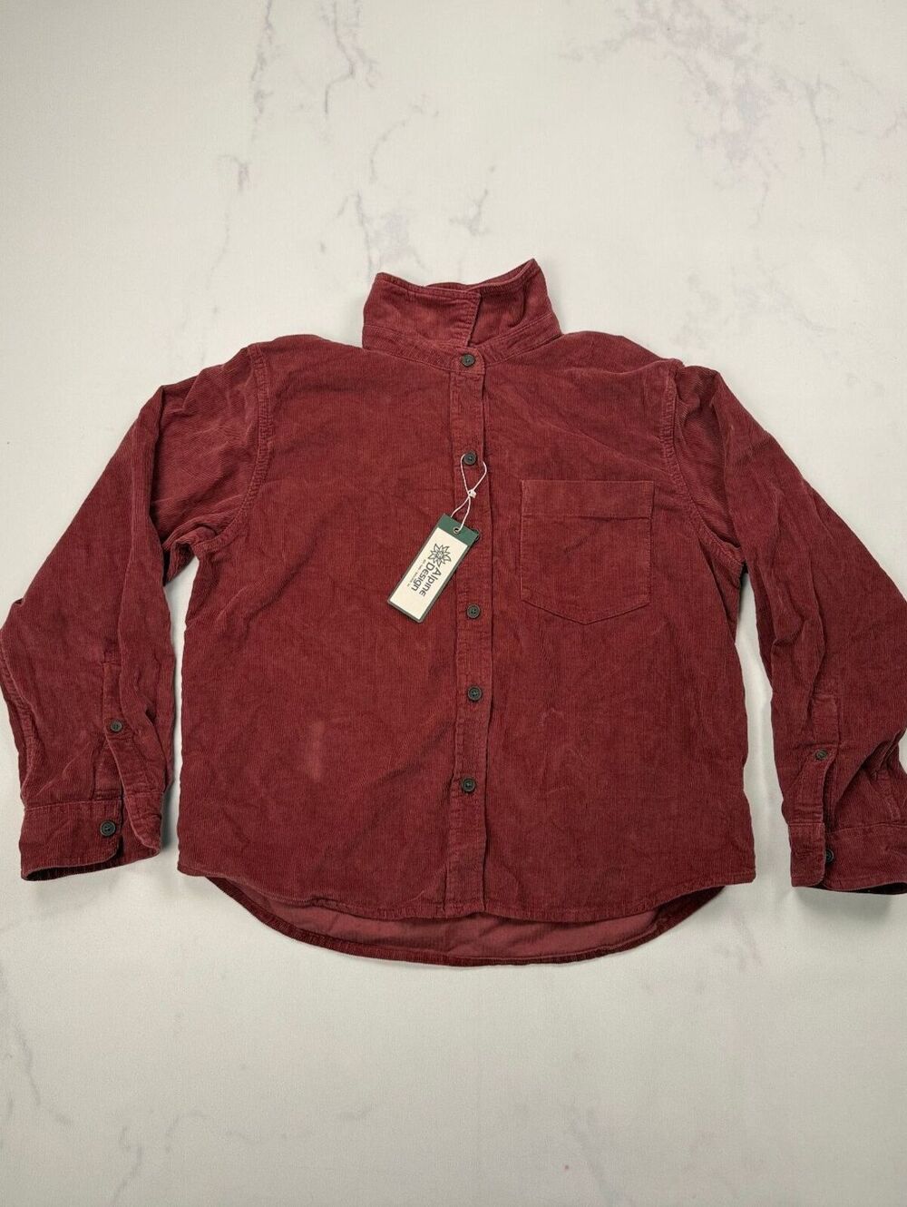 Alpine Design Corduroy Button-Up Shirt Burgundy 2010s Classic Style - Mens S